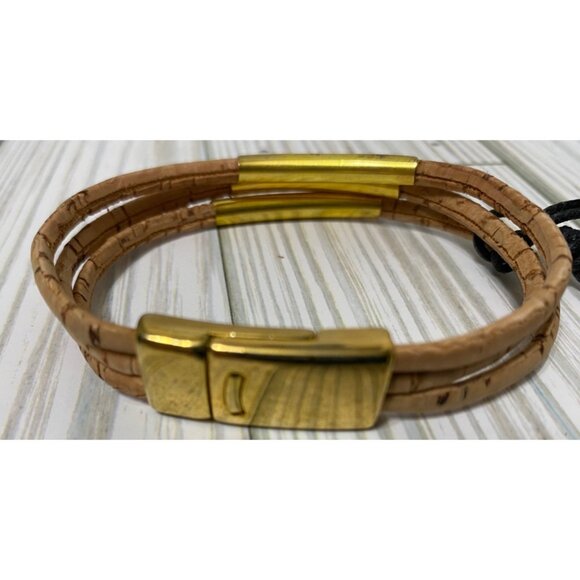 Corx Cork & Gold-Tone Metal Bracelet With Magnetic Clasp Recycled - Picture 4 of 6